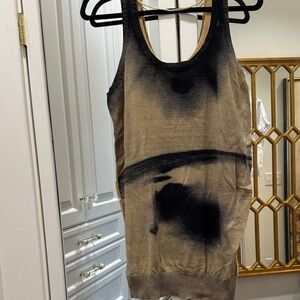 Tie-Dye Racerback Tank Top in Tan and Black